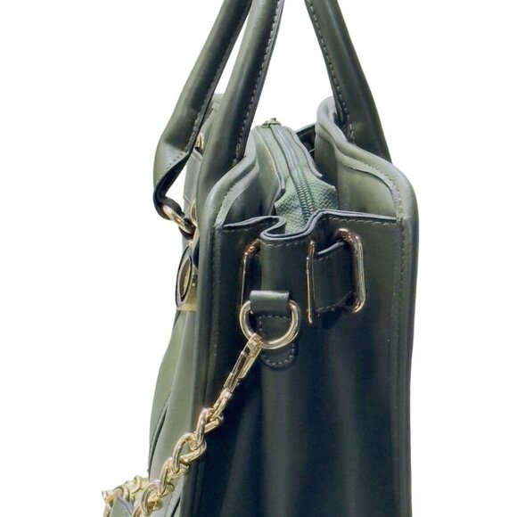 DASEIN Women's Handbag Belted Medium Tote Bag Green Faux Leather - Picture 12 of 12